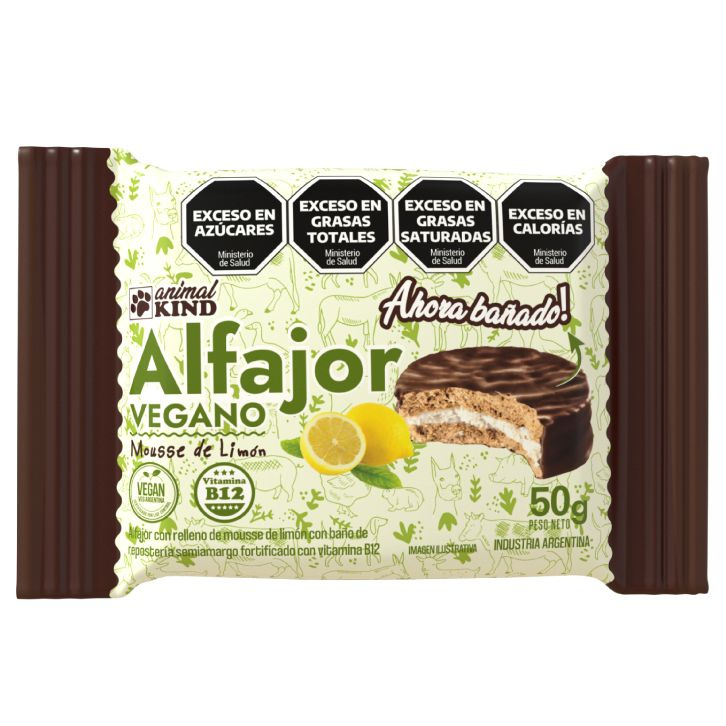Alfajor Vegano Mousse de Limon con Cobertura x 50g - Animal Kind